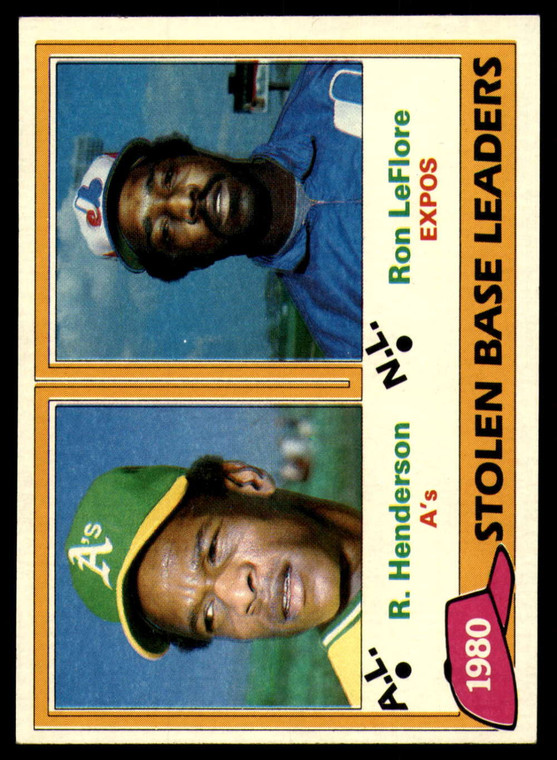 1981 Topps #4 Rickey Henderson/Ron LeFlore Stolen Base Leaders VG Oakland Athletics/Montreal Expos 