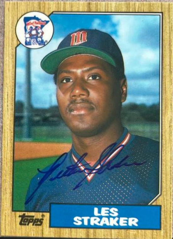 Les Straker Autographed 1987 Topps Traded Tiffany #118T Minnesota Twins Card