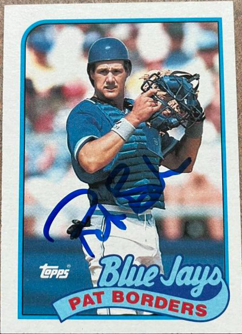Pat Borders Signed 1990 Leaf Baseball Card - Toronto Blue Jays