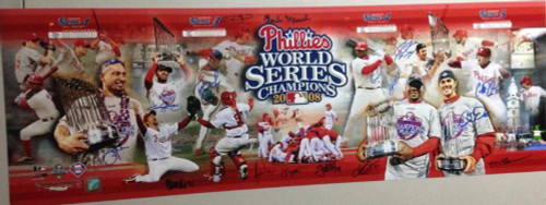 2008 World Series Champion Phillies Team Signed Photofile 12 x 36  Photoramic Photo - Under the Radar Sports