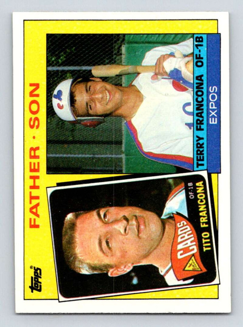 TITO FRANCONA AND TERRY FRANCONA FATHER AND SON COLLECTIBLE BASEBALL CARD  - 1985 TOPPS BASEBALL CARD #134 (ST. LOUIS CARDINALS & MONTREAL EXPOS) FREE  SHIPPING at 's Sports Collectibles Store