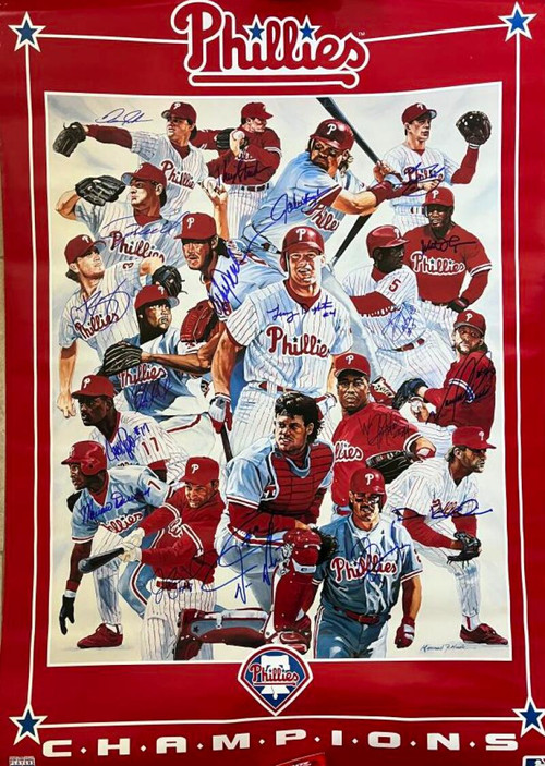 PETE INCAVIGLIA PHILADELPHIA PHILLIES 93 NL CHAMPS ACTION SIGNED 8x10