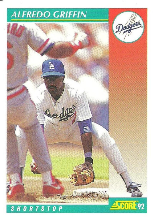 1992 Score 254 Alfredo Griffin VG Los Angeles Dodgers Under the