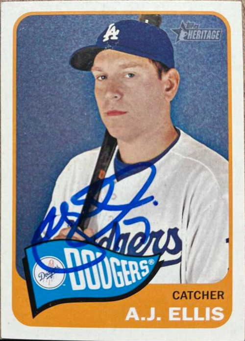 AJ Ellis Signed 2015 Topps Heritage Baseball Card - Los Angeles