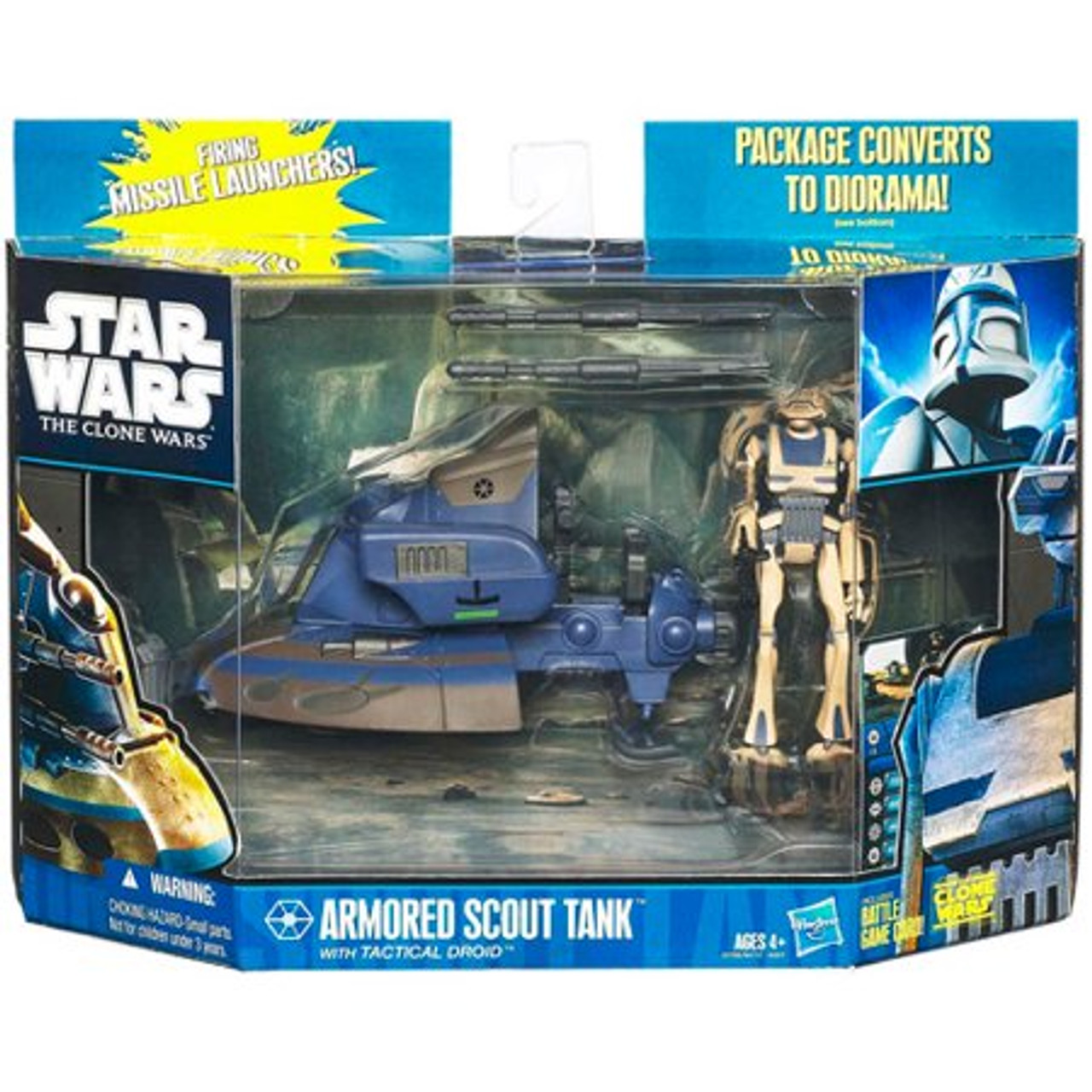 Star Wars ~ The Clone Wars  ~ Armored Scout Tank with Tactical Droid Figure and Vehicle Set