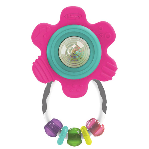 Infantino Spin and Rattle Teether Pink Flower