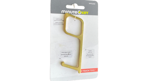 Minute-Key No Touch Tool Keychain, Gold Metal (1-Pack).