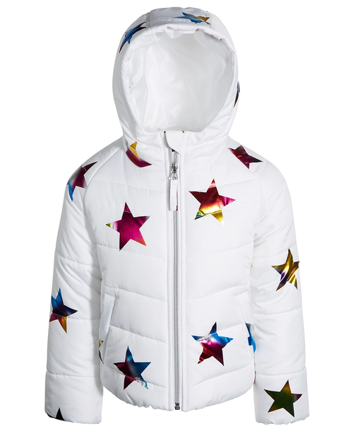 S Rothschild & CO Big Girls White Gold Star Puffer Coat