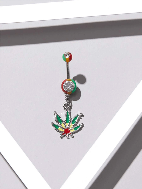Colorful Leaf Charm Belly Ring