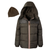 Ixtreme Big Boys Canvas Yoke Puffer Forest Jacket with Fleece Hat Set