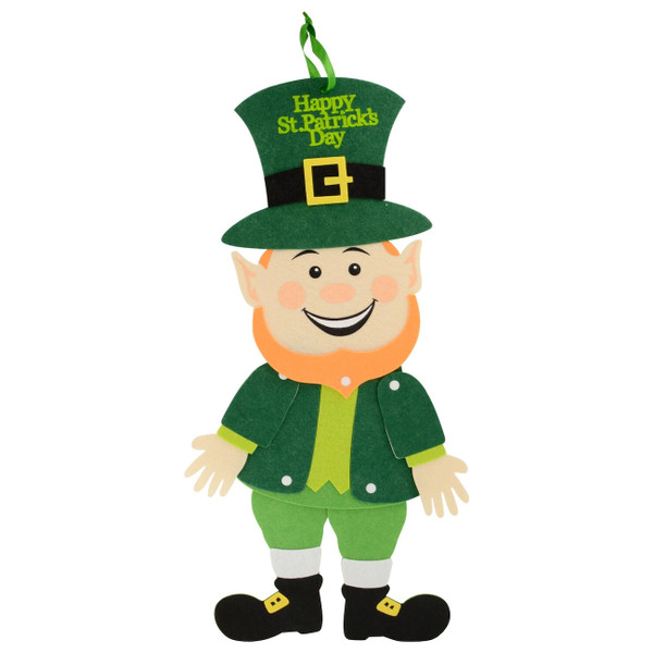 Happy St. Patrick's Day Jointed Felt Leprechaun