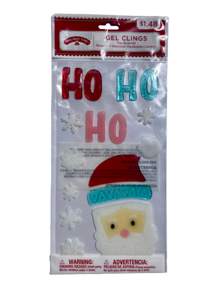 Santa Clause Holiday Time Window Gel Clings