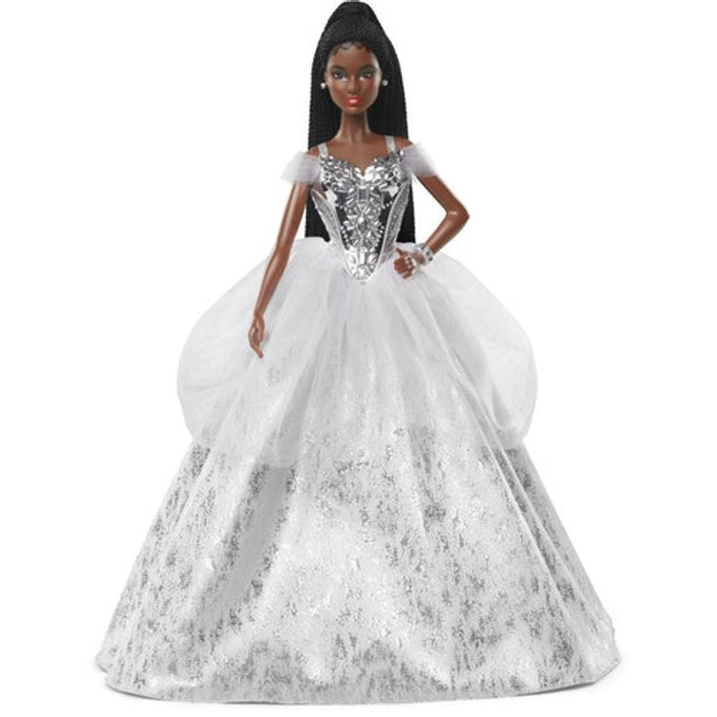 Barbie Signature 2021 Holiday Barbie Doll (12-inch, Black Braids) In Silver Gown