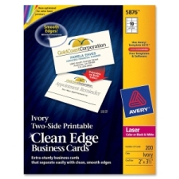Avery Clean Edge Business cards, Ivory - 10/sheet, 200/pack