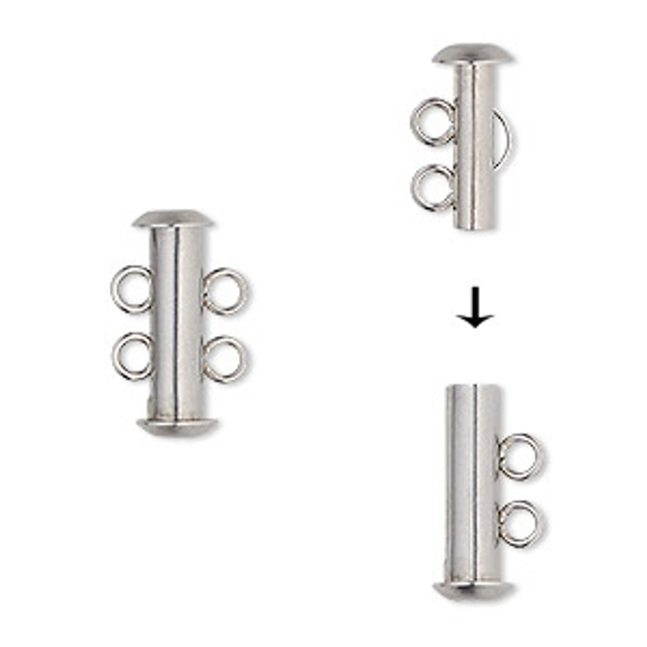 Magnetic clasp for jewelry, short slide lock in steel