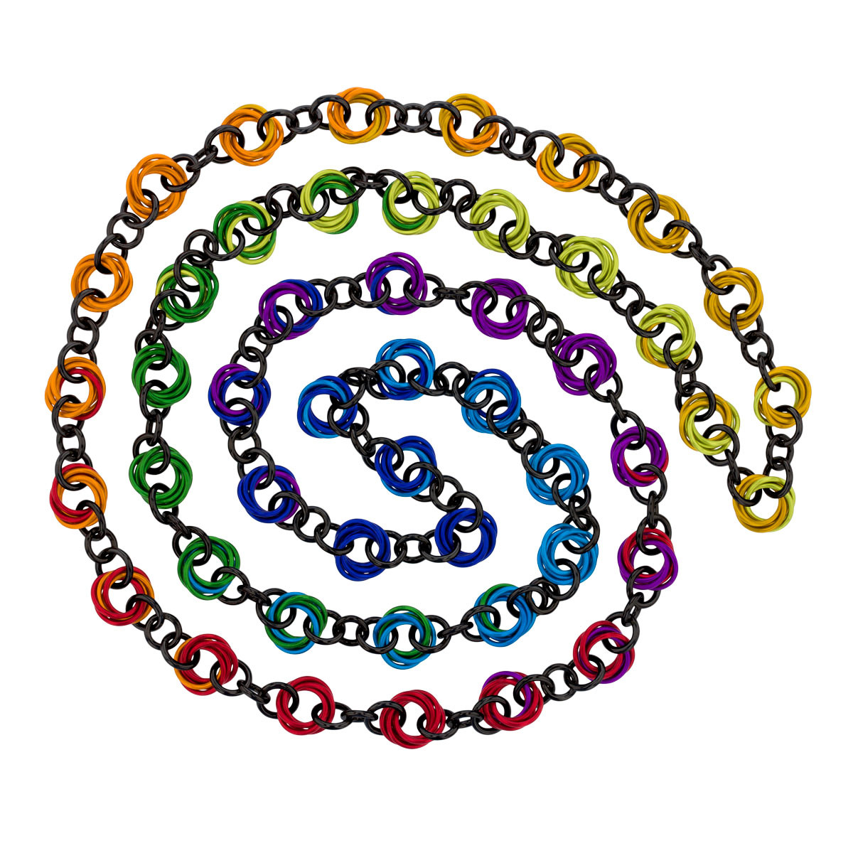 Color Wheel Necklace/Lanyard Chainmaille Kit (Rainbow Black