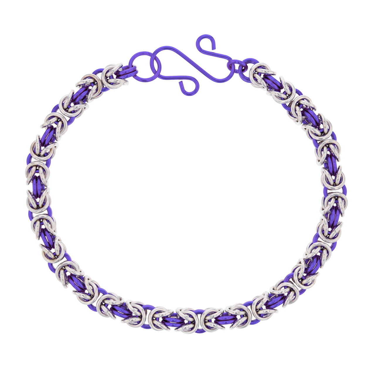 Lilac & Silver Byzantine Chain Maille Bracelet Kit - Weave Got Maille