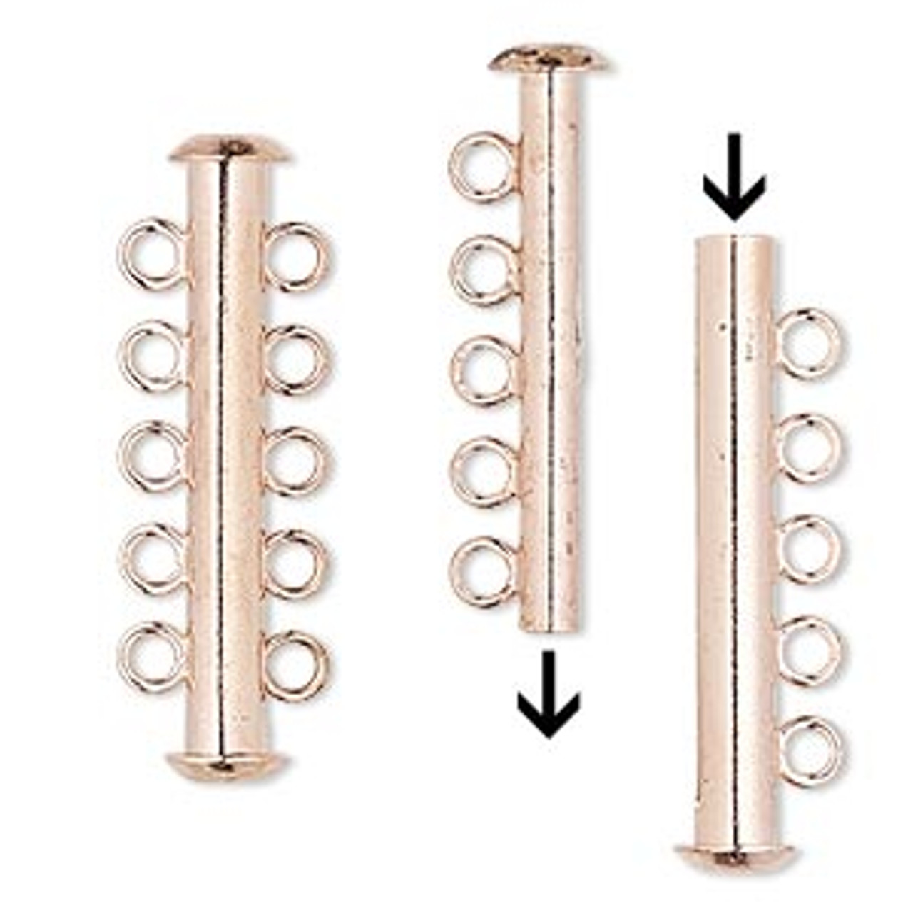 5 Strand Tube Clasp, Rose Gold Plated Brass Weave Got Maille