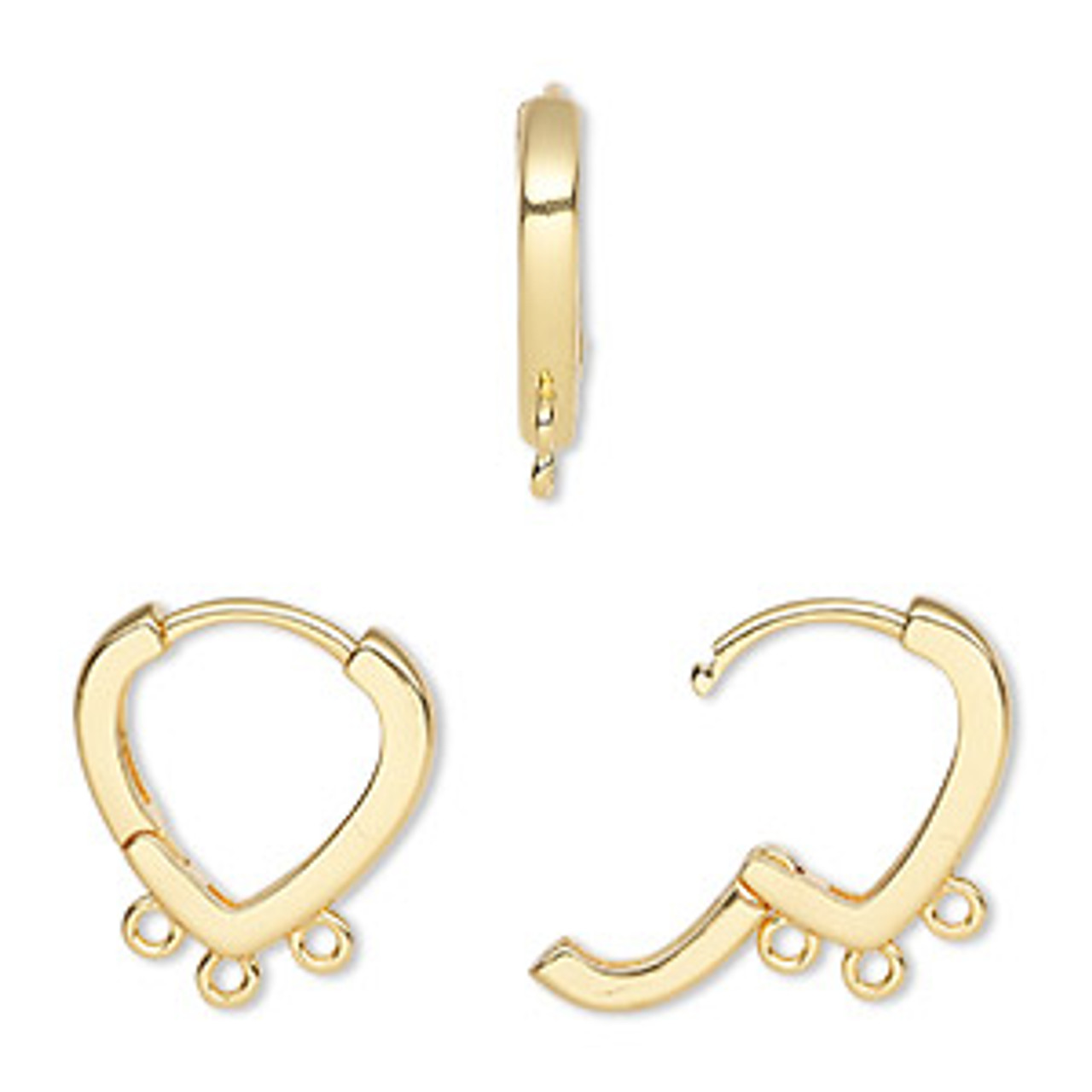 Stainless steel huggie hoops with loop, Gold, Silver, Earring findings