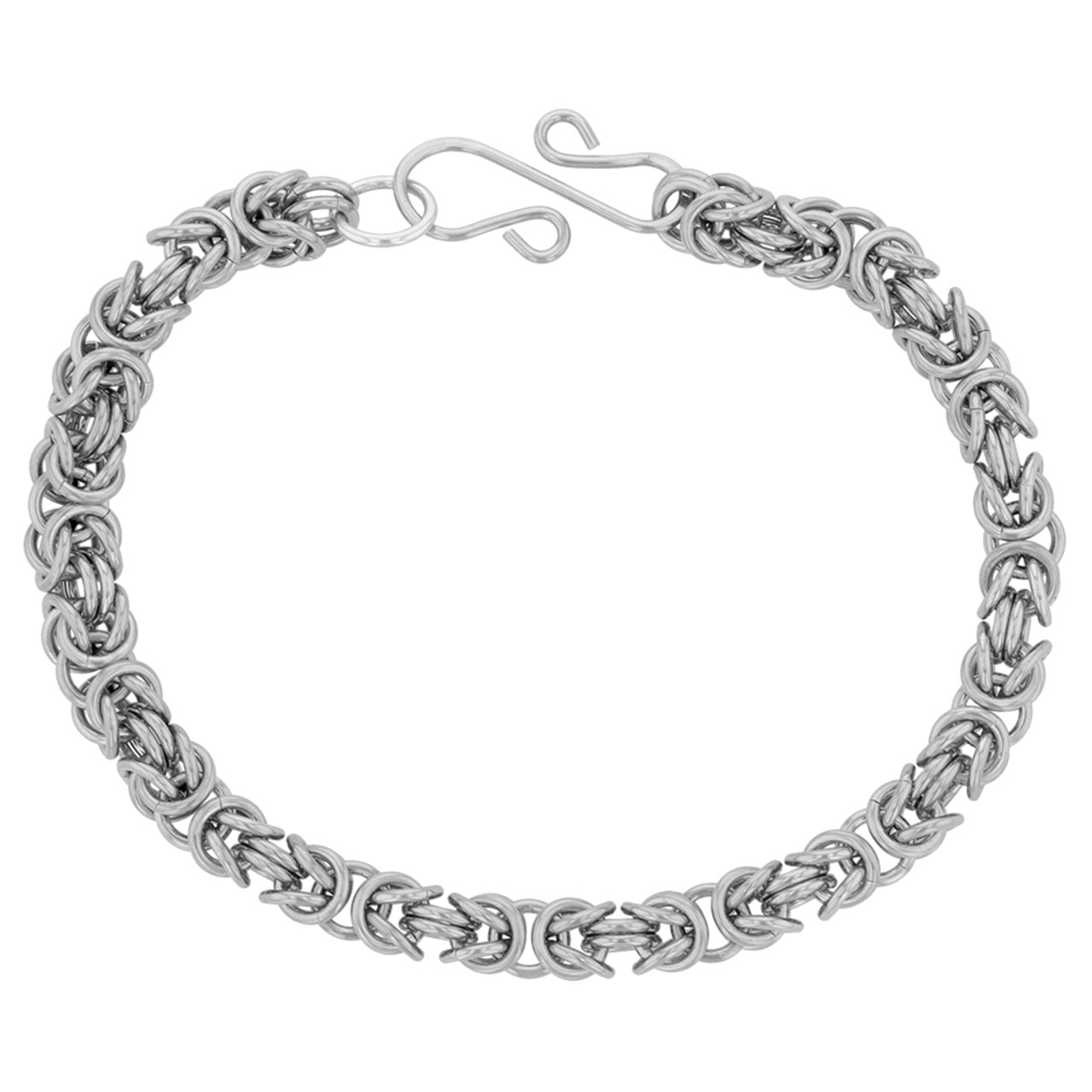 The Black Bow 9.3mm Rhodium Plated Sterling Silver Hollow Flat Byzantine  Chain Necklace, 17 Inch - Walmart.com