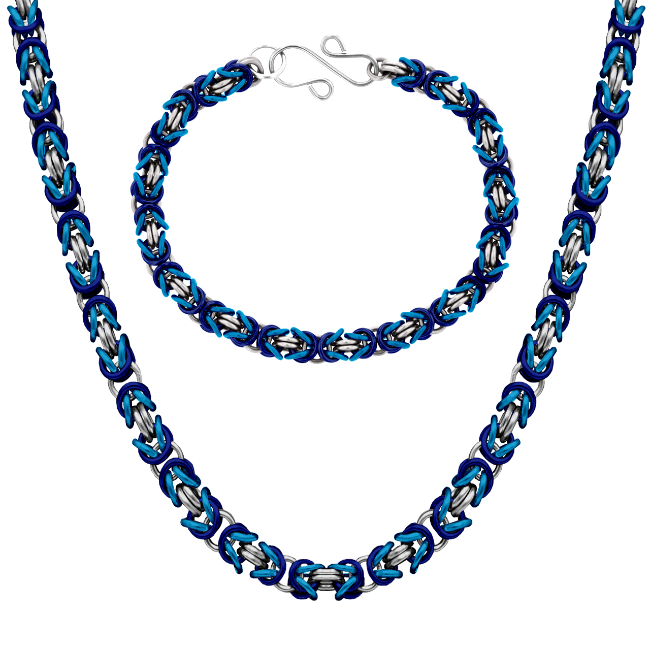 Misty Blue Byzantine Chain Maille Kits - Weave Got Maille