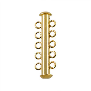Tube Clasp, Gold Plated, 5 Strand, 31x6mm