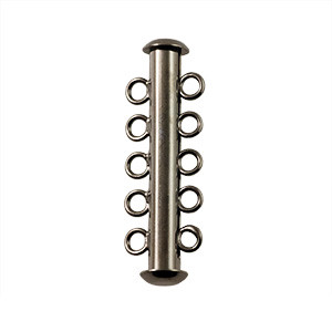 Tube Clasp, Gunmetal Plated, 5 Strand, 31x6mm