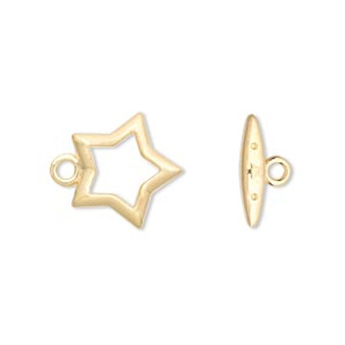 Star Toggle Clasp, Gold Electroplated Brass