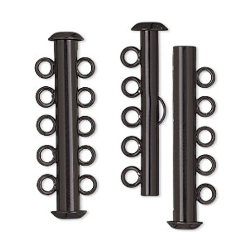 5 Strand Black Tube Clasp, E-Coated