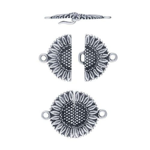 Sterling Silver Sunflower Hook and Eye Clasp Sterling Silver Sunflower Hook and Eye Clasp
