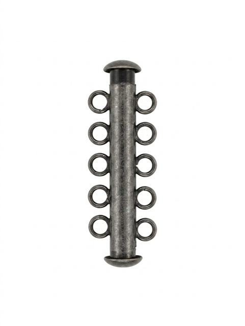 5 Strand Tube Clasp, Antique Silver 