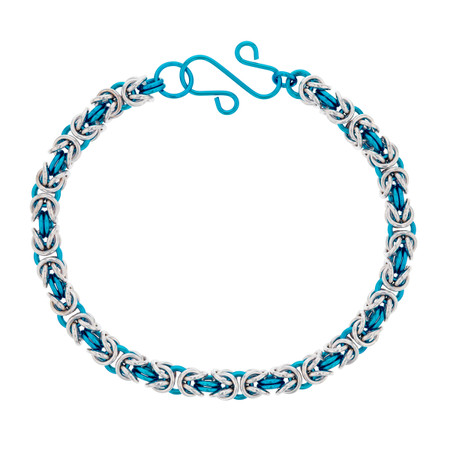 Maui Blue & Silver Byzantine Chain Maille Bracelet Kit - Weave Got