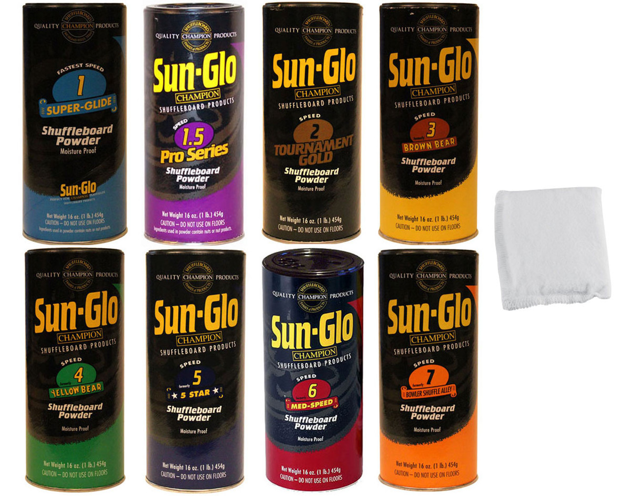 Sun Glo Shuffleboard powder / wax - 1 speed - twin pack + Silicone spray