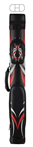 McDermott 2x2 Hard Vinyl Pool/Billiard Cue Case - Red & Grey Tribal on Black