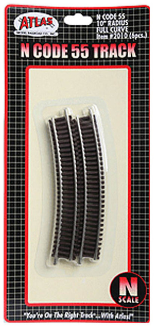 Atlas N Scale Code 55 10" Radius Curve 6-Pack Model Train Track