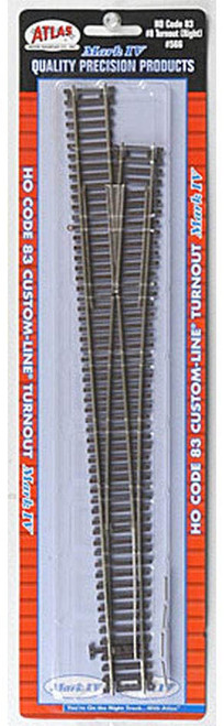 Atlas HO Scale Code 83 #8 Custom Right-Hand Turnout/Switch Model Train Track
