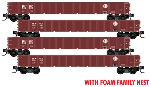 Micro-Trains MTL N-Scale BNSF 50' Steel Side Gondola Cars - Runner 4-Pack