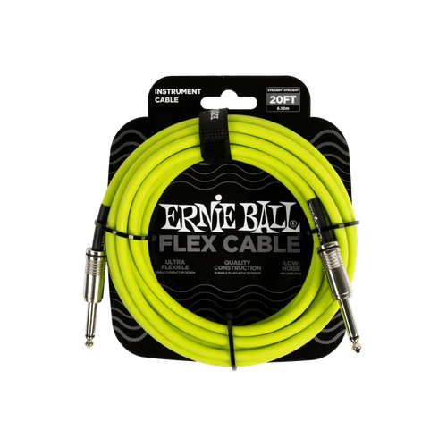 Ernie Ball P06419 Flex Instrument Cable Straight 20ft Green