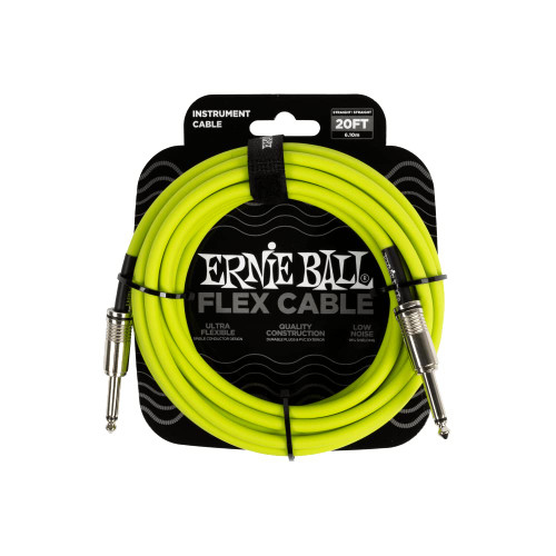 Ernie Ball P06419 Flex Instrument Cable Straight 20ft Green