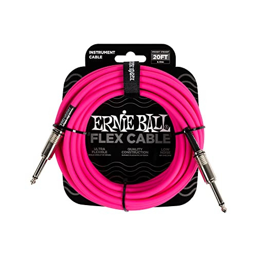 Ernie Ball P06418 Flex Instrument Cable Straight 20ft Pink