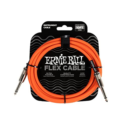 Ernie Ball P06416 Flex Instrument Cable Straight 10ft Orange