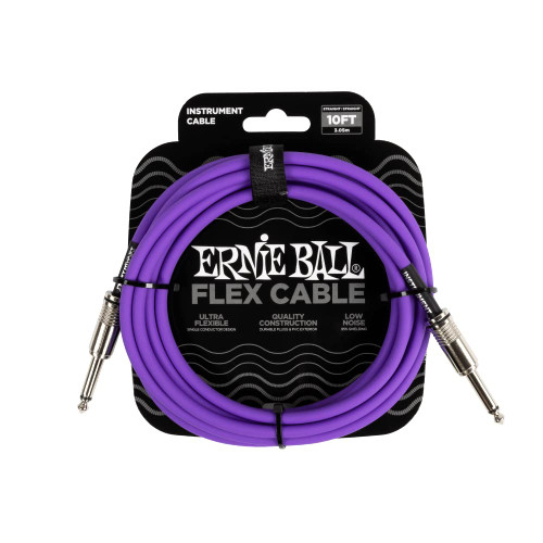 Ernie Ball P06415 Flex Instrument Cable Straight 10ft Purple