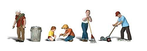 Woodland Scenics HO Scale Scenic Accents Figures/People Set Lawn Workers (5)
