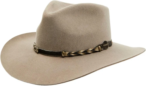 Stetson 4x Drifter Stone Buffalo Felt Pinched Front Cowboy Western Hat - Size 7