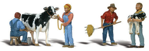 Woodland Scenics HO Scale Scenic Accents Figures/People Dairy Farmers/Cow (5)