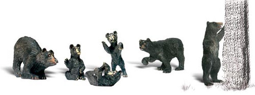 Woodland Scenics HO Scale Scenic Accents Figures/Animal Set Black Bears (6)