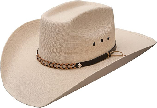 Stetson "Square" Straw Cowboy Hat/Triple Eyelets - Natural - Size 7 3/8
