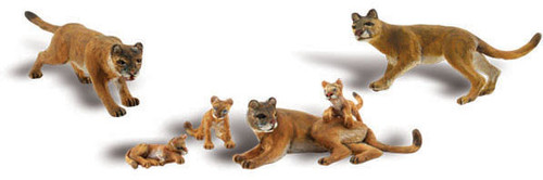 Woodland Scenics HO Scale Scenic Accents Figures/Animal Set Cougars & Cubs (6)