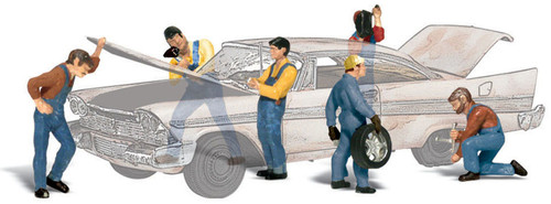 Woodland Scenics HO Scale Scenic Accents Figures/People Set Auto Mechanics (6)