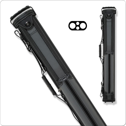 Elite ECV22 2x2 Oval Hard Vintage Leather Pool/Billiards Cue Case - Grey/Gray